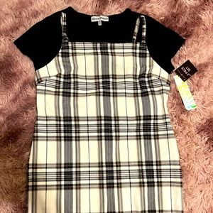 ◾️▫️Black & White▪️◽️2-piece Plaid Dress Set with Crop Top | 2XL